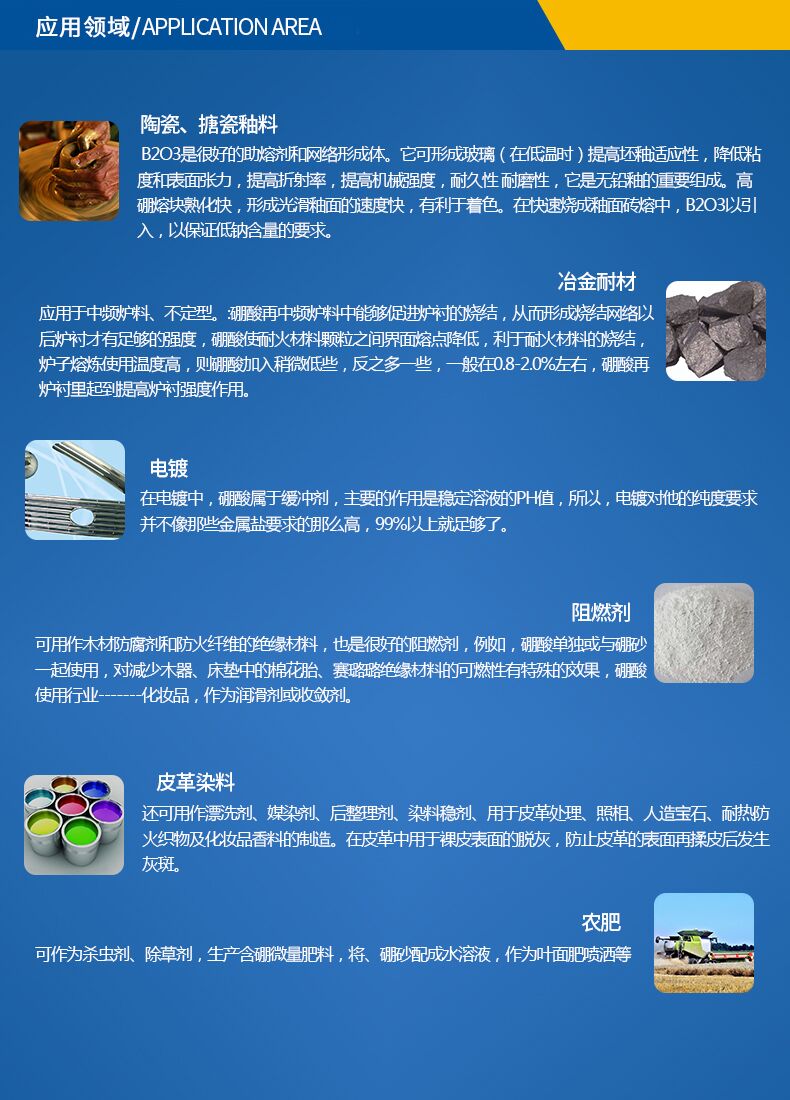 工業(yè)硼酸使用領(lǐng)域